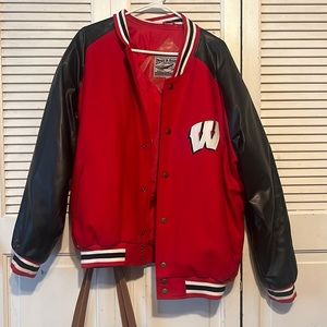 University of Wisconsin leather athletic bomber